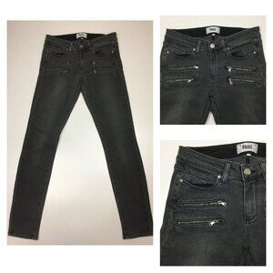 PAIGE Premium Denim Atwater Edgemont Zipper Pockets Logo Hardware Skinny Jeans